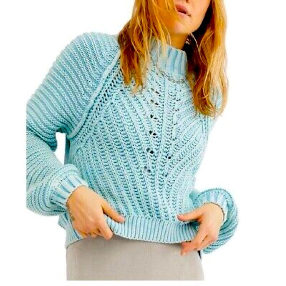 Free People sweetheart sweater in blue ocean